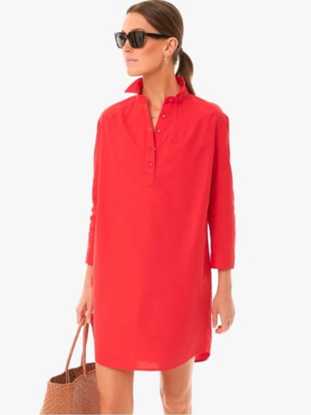 Pomander Place Tuckernuck Poppy Red Polly Button-Front Dress